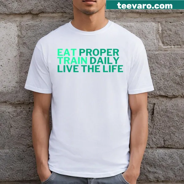 Motivational Eat Train Healthy Life T-shirt for fitness lovers