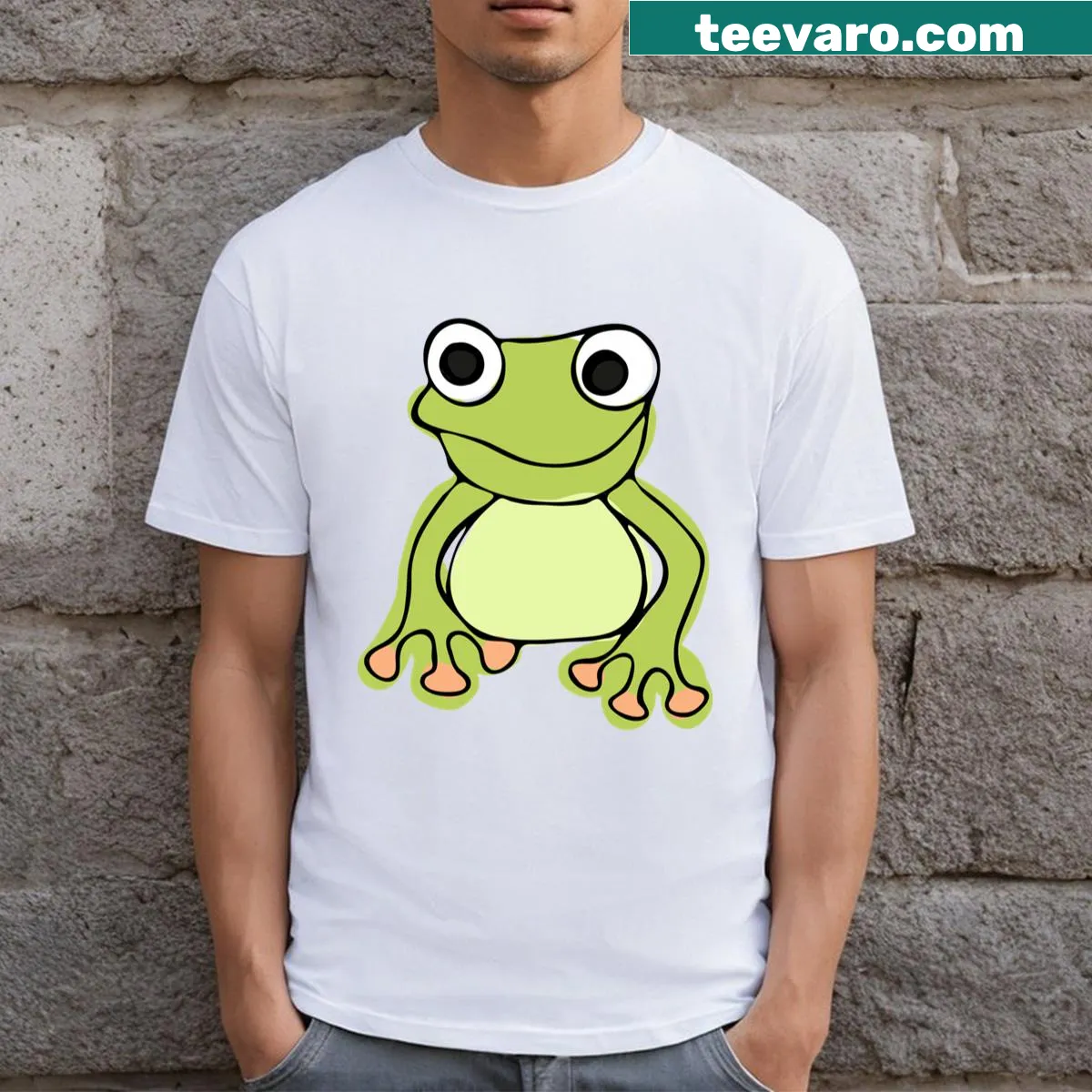 Cute Frog T-shirt with cartoon design — on a men's t-shirt
