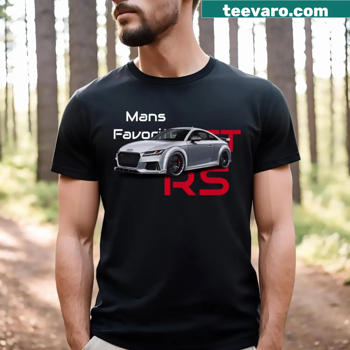 Unique T-shirt with an illustrated German sports car design — on a men's t-shirt