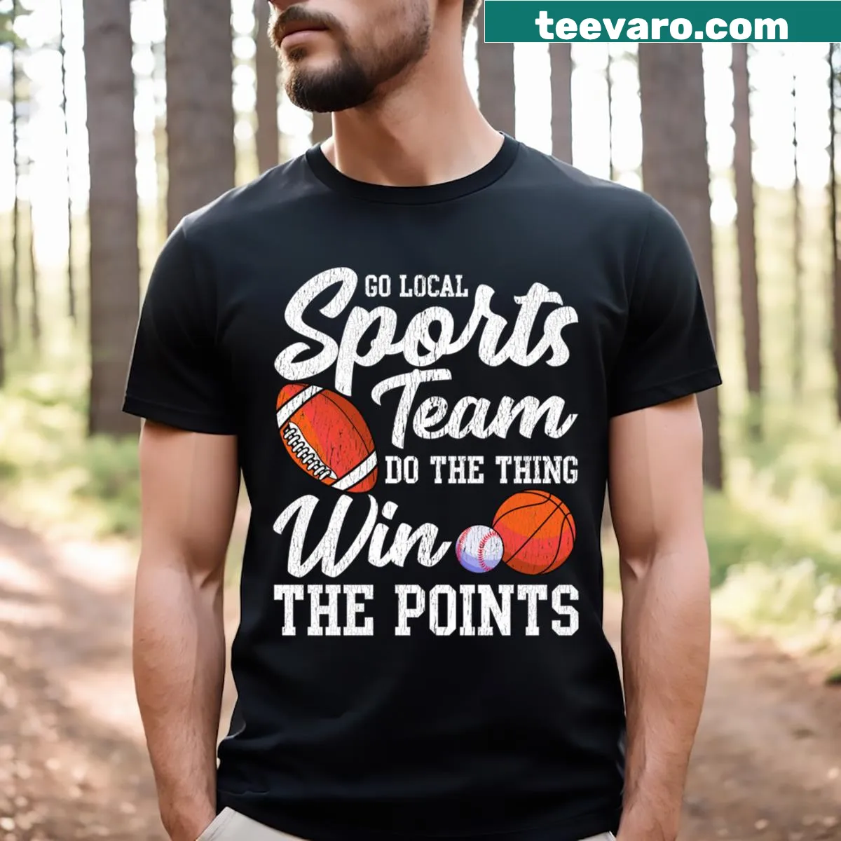Funny sports fan t-shirt with sarcasm pun about local sports team — on a men's t-shirt