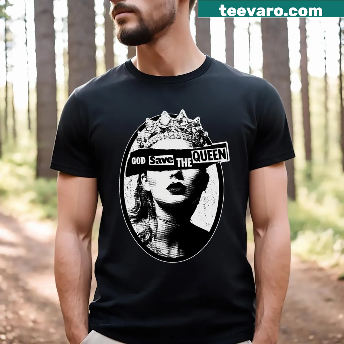 T-shirt featuring the phrase 'God Save The Queen' — on a men's t-shirt