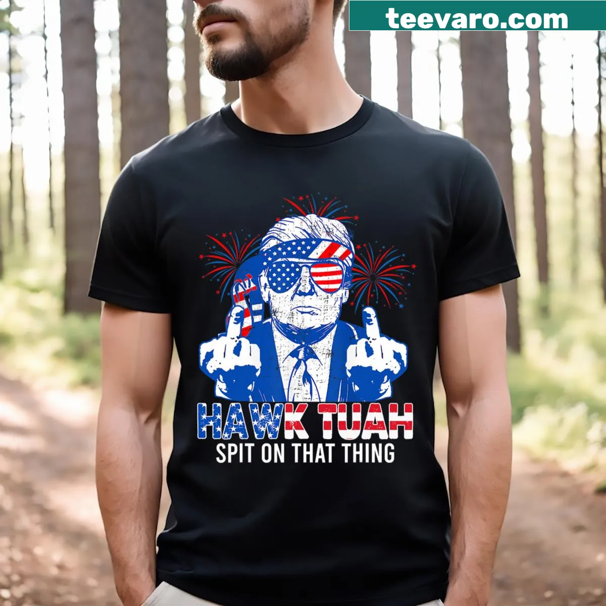 Presidential candidate parody shirt with humorous text and graphics — on a men's t-shirt