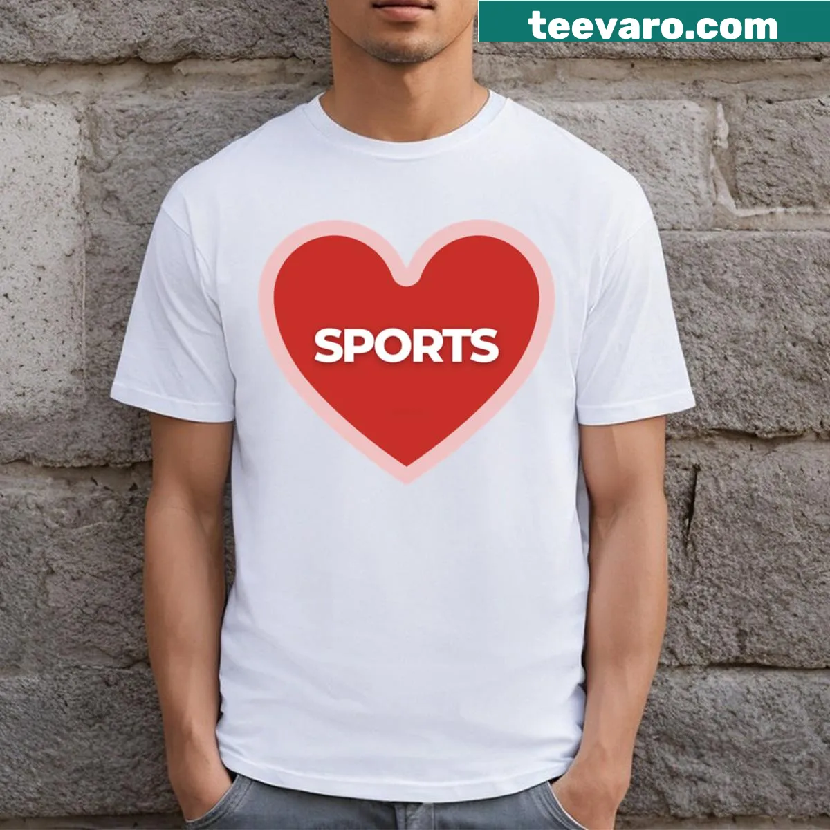 I Heart Sports graphic design on casual T-shirt. — on a men's t-shirt