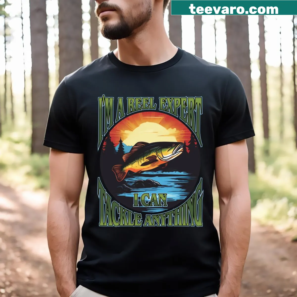 Playful t-shirt proclaiming expertise in fishing — on a men's t-shirt