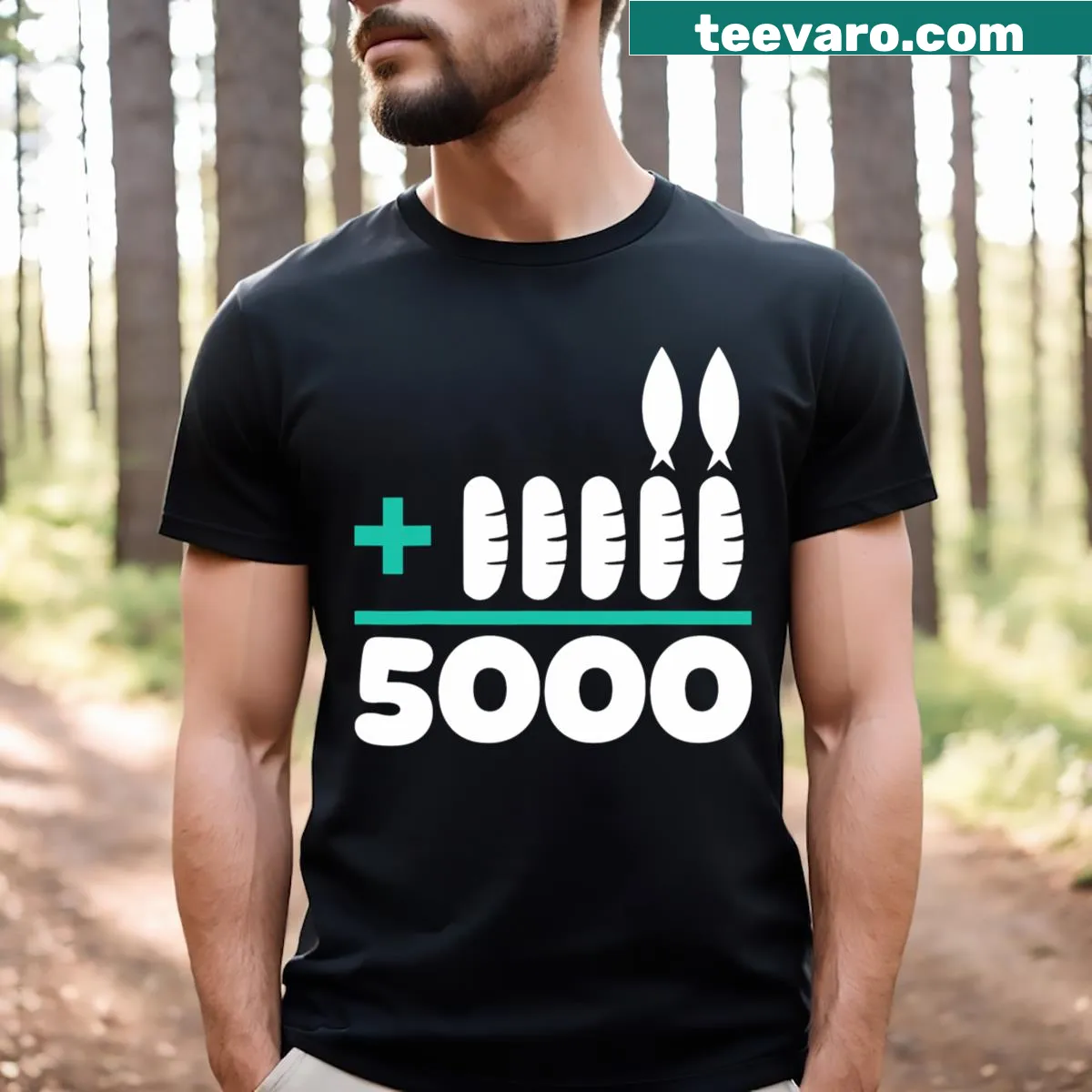 Inspirational T-shirt featuring a biblical reference and faith message — on a men's t-shirt