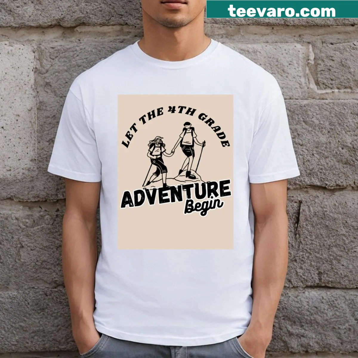 Back to school T-shirt for 4th grade teachers and students with adventure theme — on a men's t-shirt
