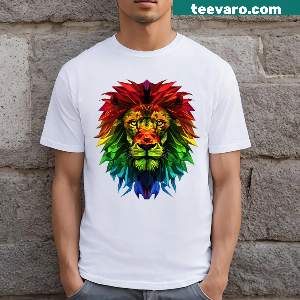 T-shirt with a graphic of the Lion of Judah symbol — on a men's t-shirt