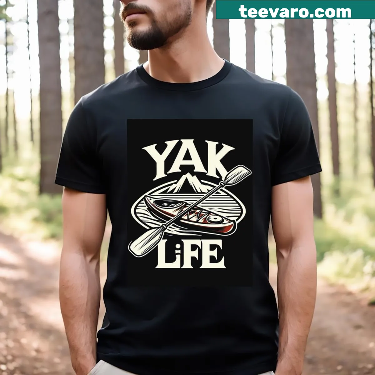 Kayak lover T-shirt featuring paddling graphics — on a men's t-shirt