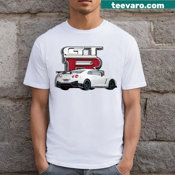 T-shirt featuring an illustration of a Nissan GT-R sports car