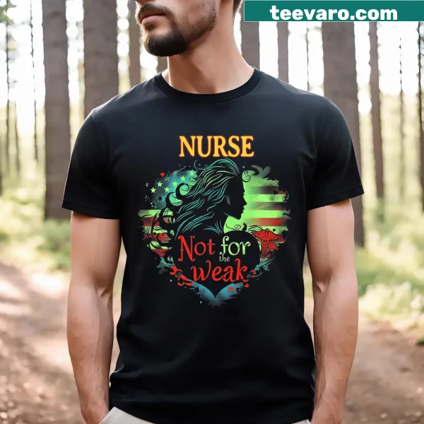 Illustrative T-shirt with a nursing theme and American flag