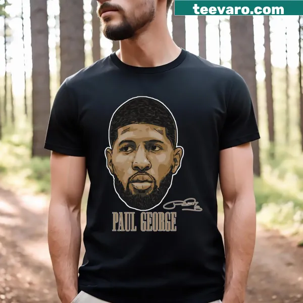 Funny basketball t-shirt featuring a cartoonish graphic of Paul George's head