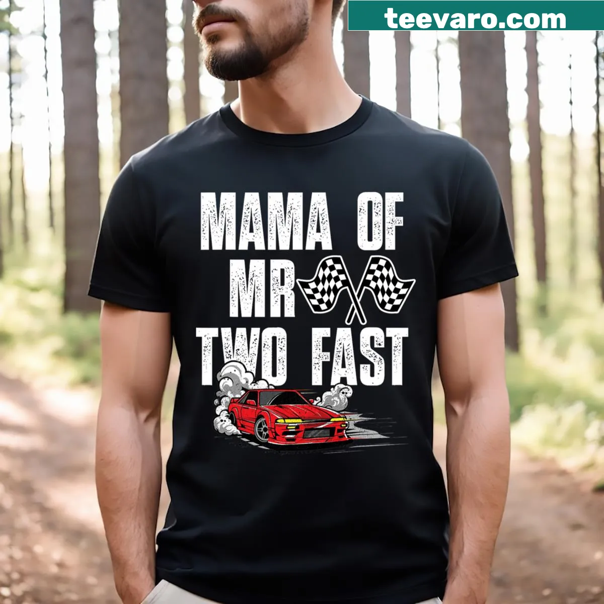T-shirt for racing moms featuring 'Pit Crew Mama' graphic — on a men's t-shirt