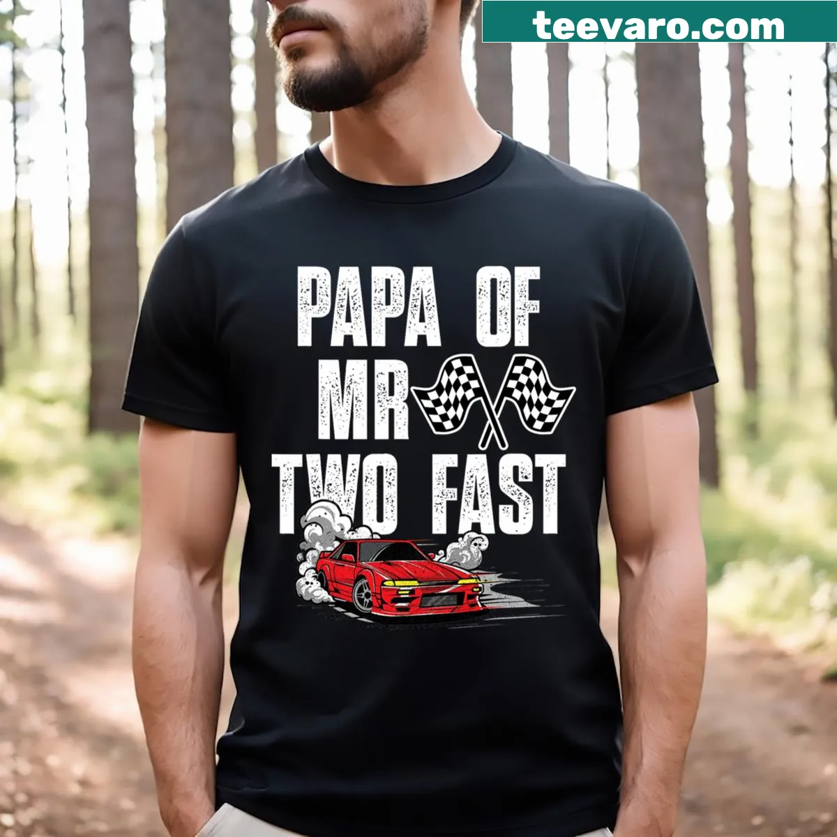 T-shirt for racing dads featuring 'Pit Crew Papa' graphic — on a men's t-shirt