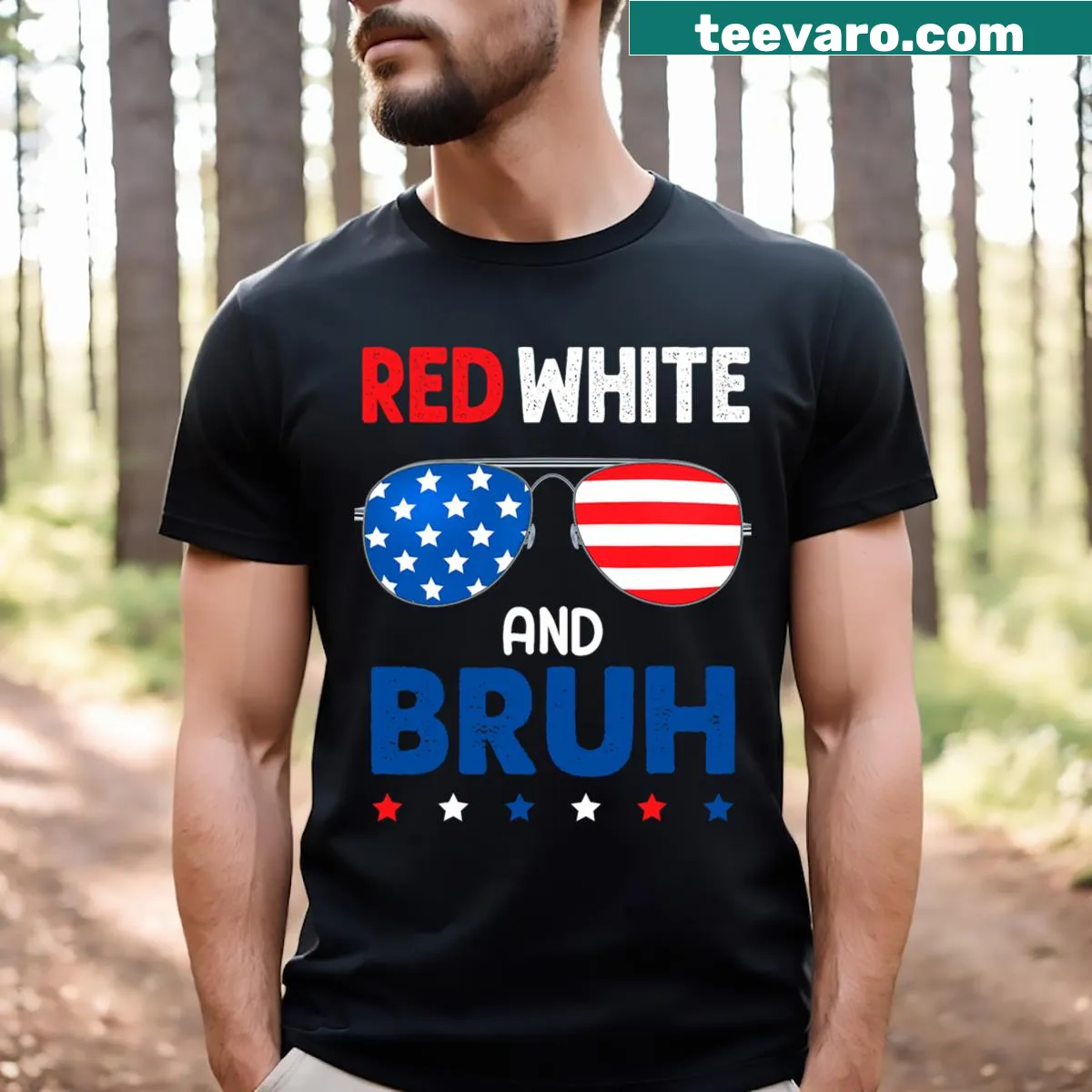 Funny patriotic kids T-shirt with 'Bruh' text for the 4th of July — on a men's t-shirt