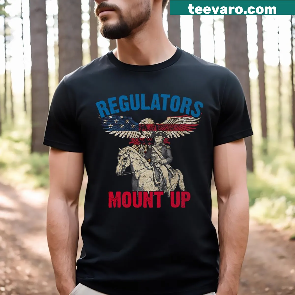 Cartoon eagle T-shirt for Independence Day celebration — on a men's t-shirt