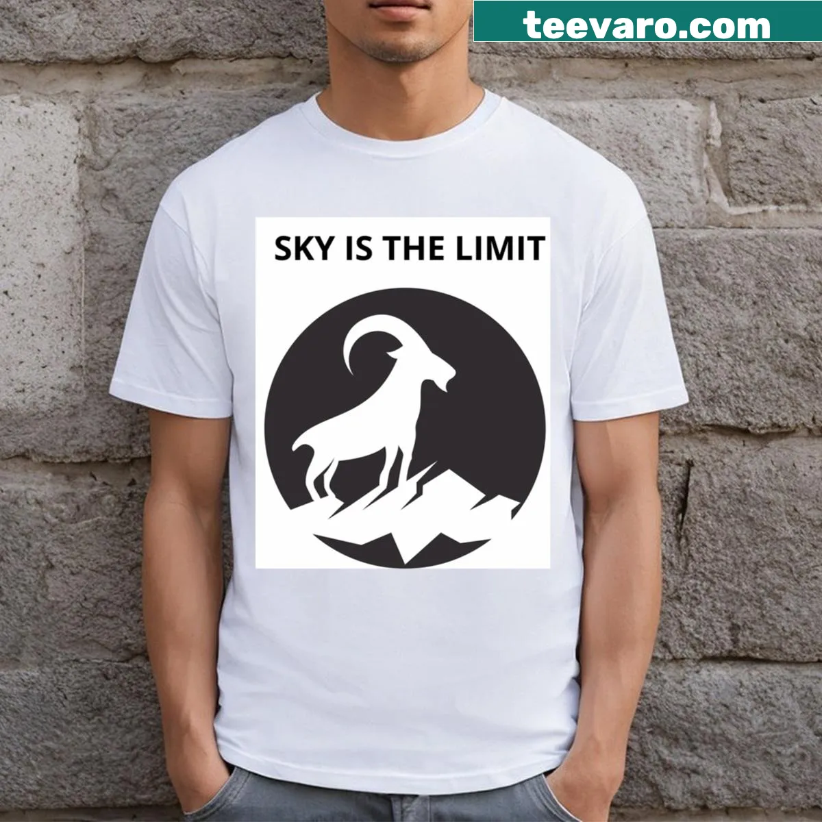 Motivational Sky Is The Limit T-shirt — on a men's t-shirt