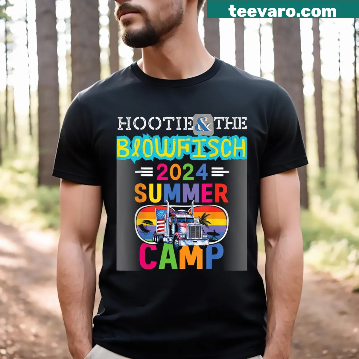 Nostalgic t-shirt celebrating summer camp adventures — on a men's t-shirt