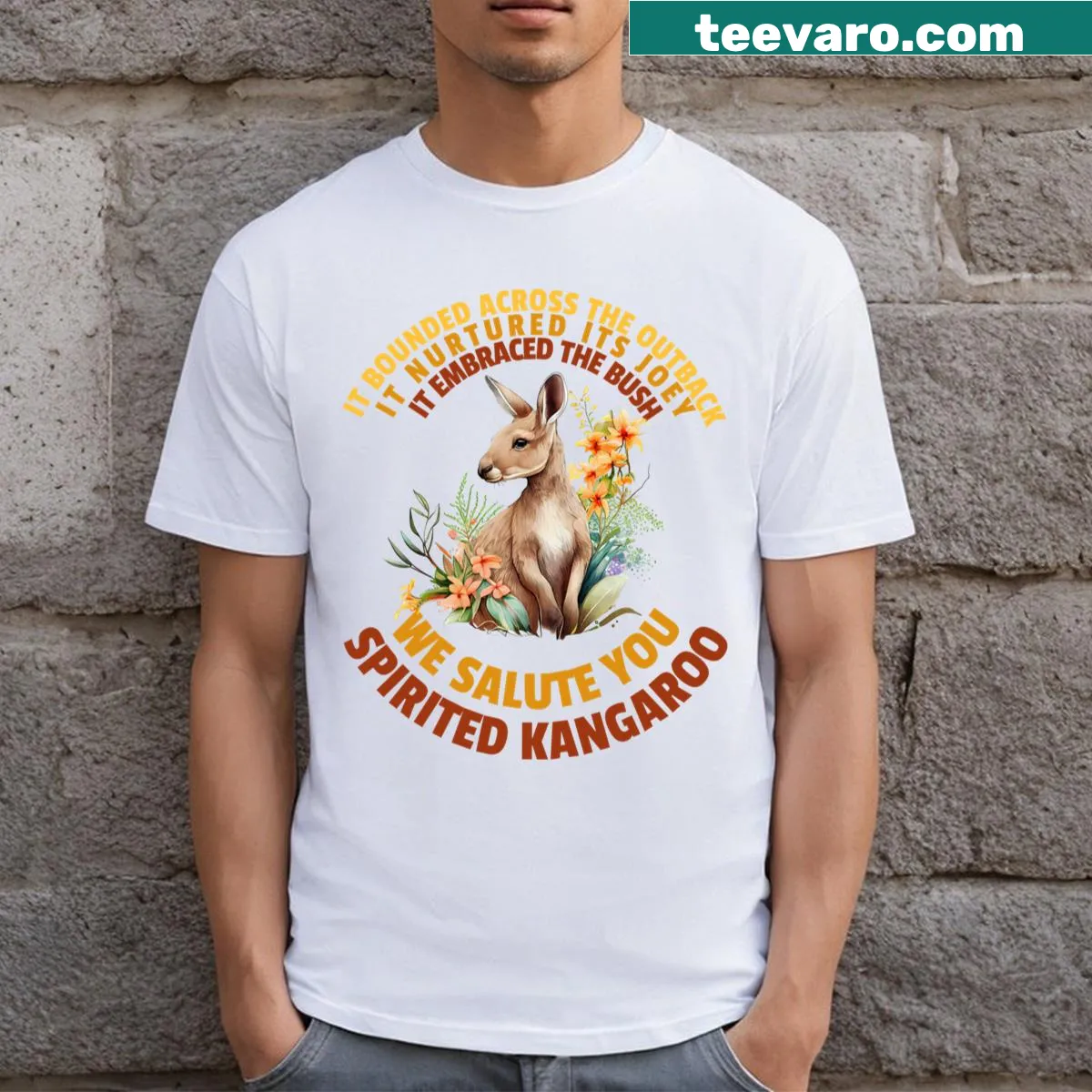 Kangaroo design T-shirt with inspirational theme — on a men's t-shirt