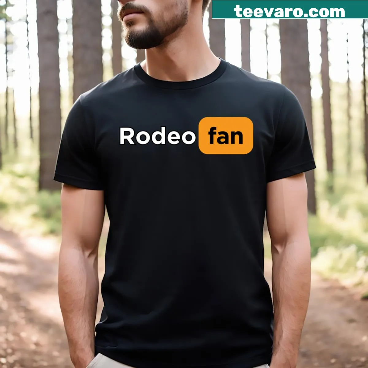 Illustrated rodeo bull rider graphic on Sports Fan T-shirt — on a men's t-shirt