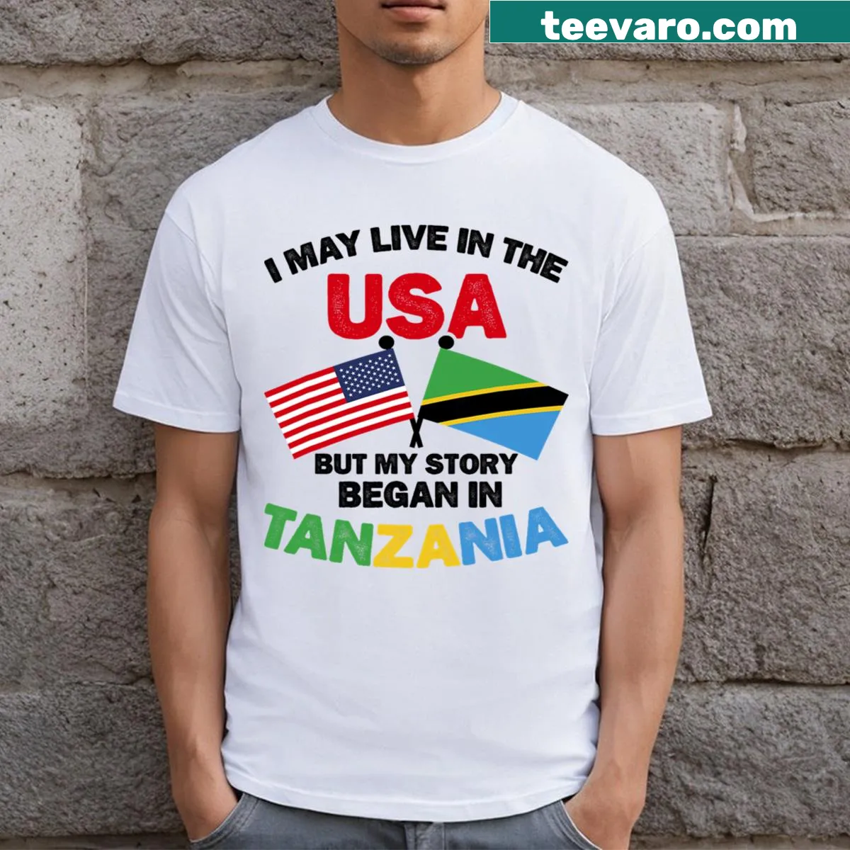 Tanzania Flag T-shirt featuring the national flag design — on a men's t-shirt