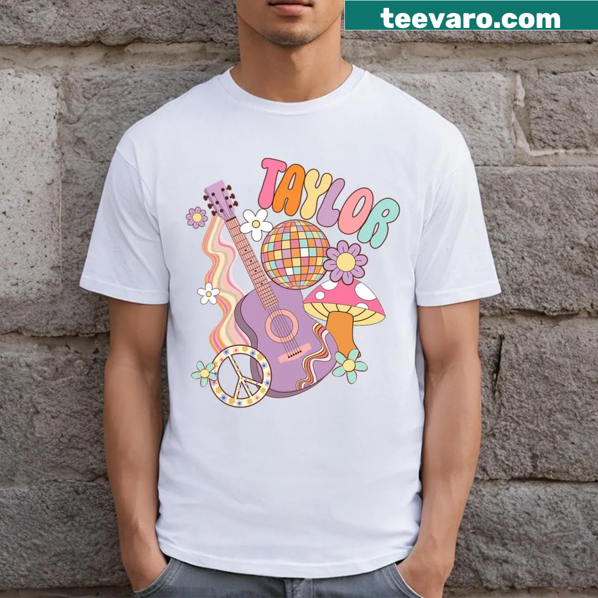 Personalized I Love Taylor T-shirt with 80s hand-lettered design — on a men's t-shirt