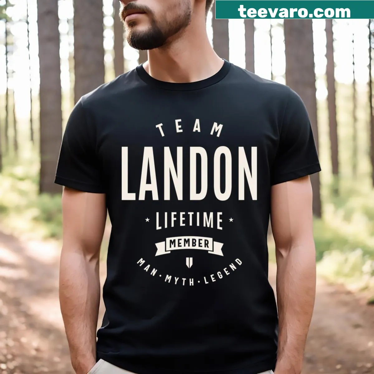 Funny Team Landon Lifetime Member T-shirt with playful text — on a men's t-shirt
