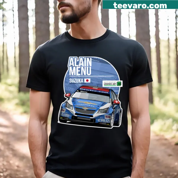 T-shirt honoring Alain Menu 2011 Suzuka event with racing illustration