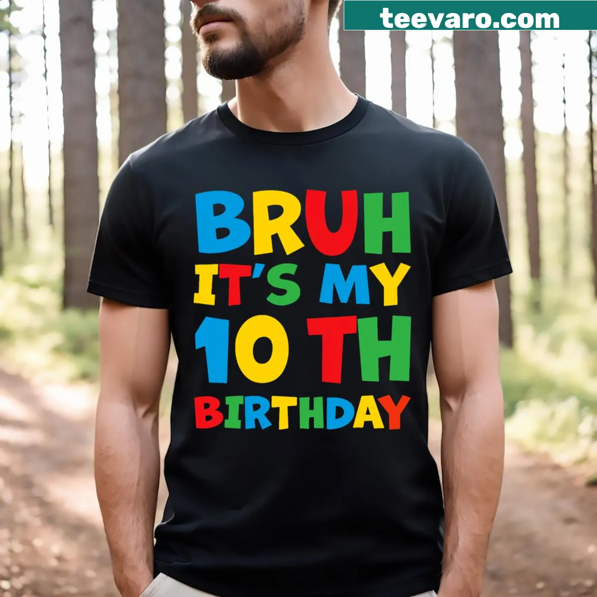 Funny birthday shirt celebrating a child's 10th birthday — on a men's t-shirt