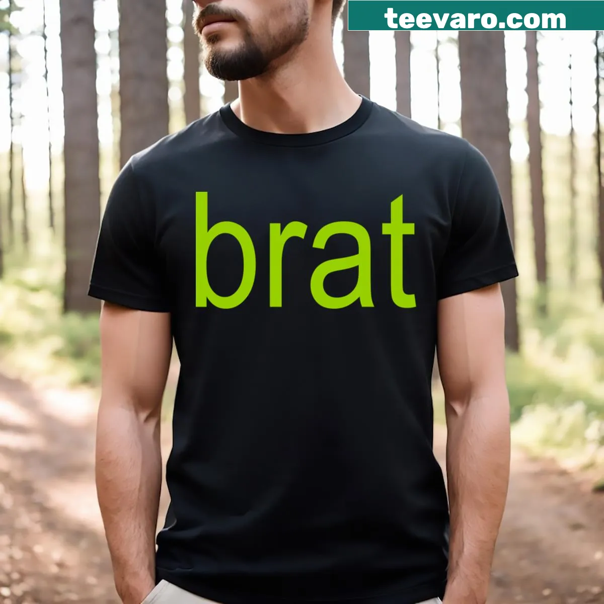 T-shirt inspired by Charli XCX's 'Brat' album cover — on a men's t-shirt