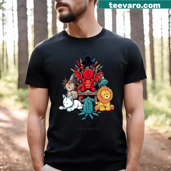 Whimsical T-shirt featuring a variety of beloved toys in a playful design.