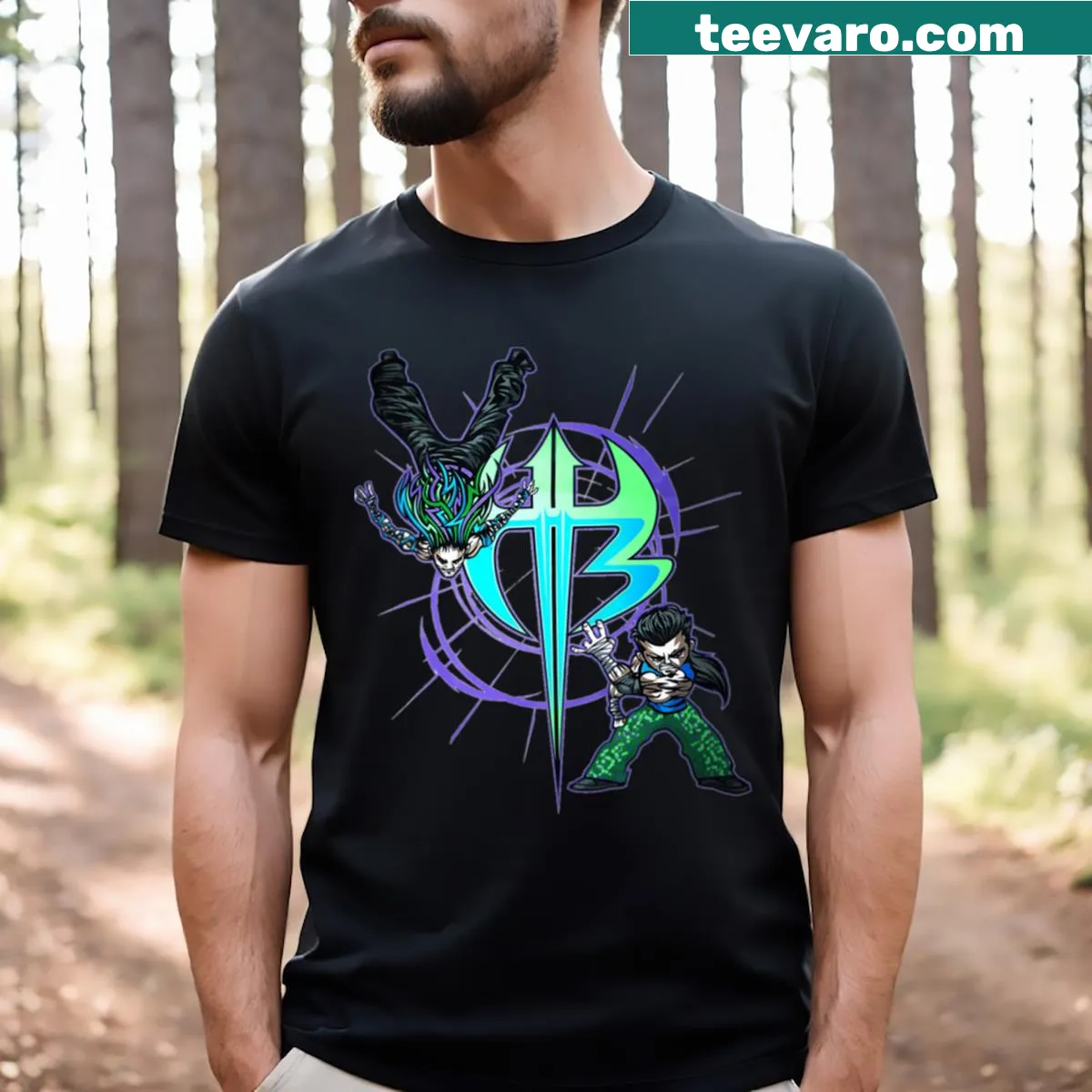 Nostalgic T-shirt honoring the Hardy Boyz with a design that showcases their iconic style. — on a men's t-shirt