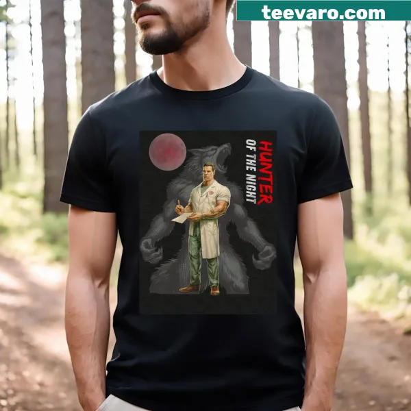 Werewolf-themed T-shirt with bold quotes about the night.