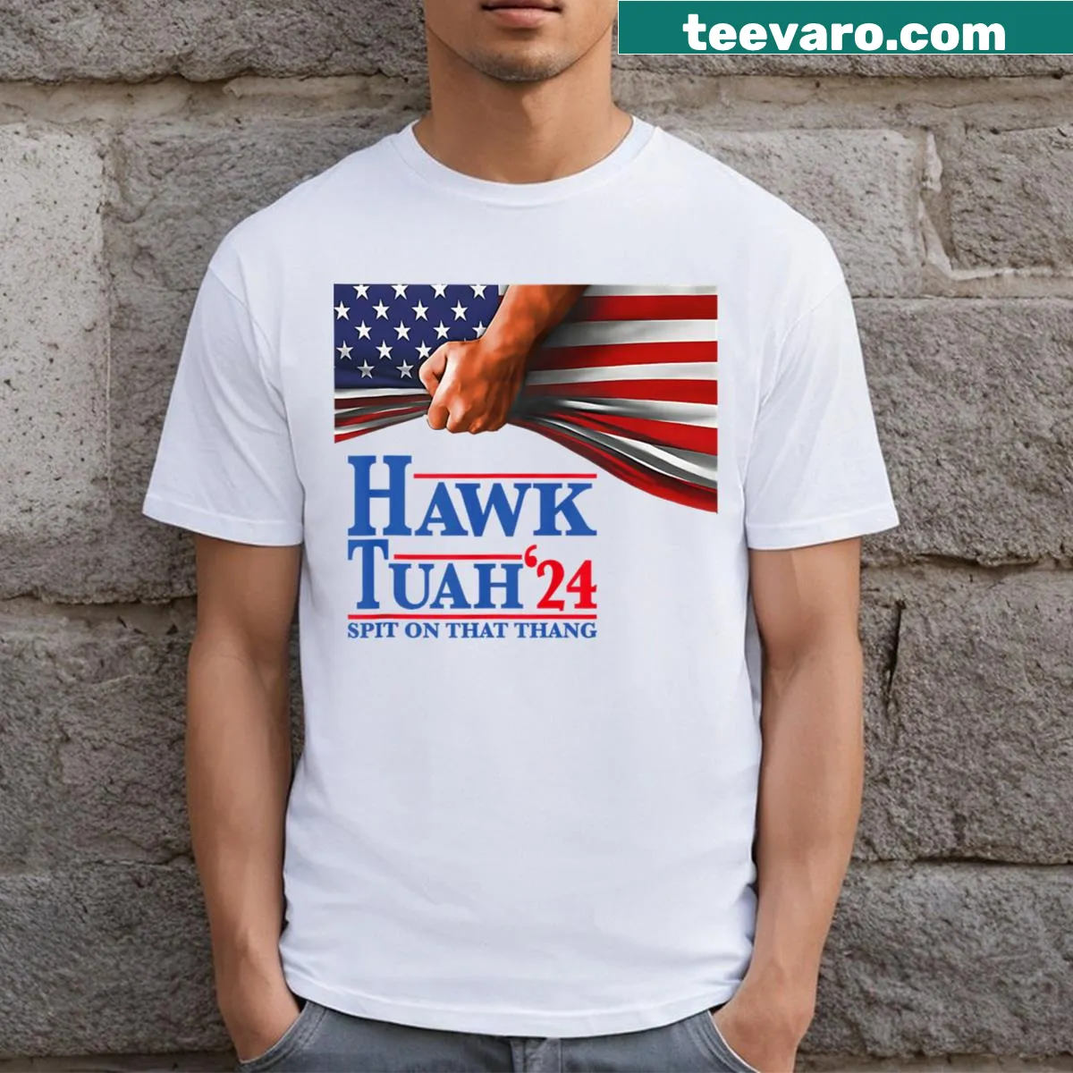 Humorous Tuah-themed t-shirt with clever phrase about communication — on a men's t-shirt