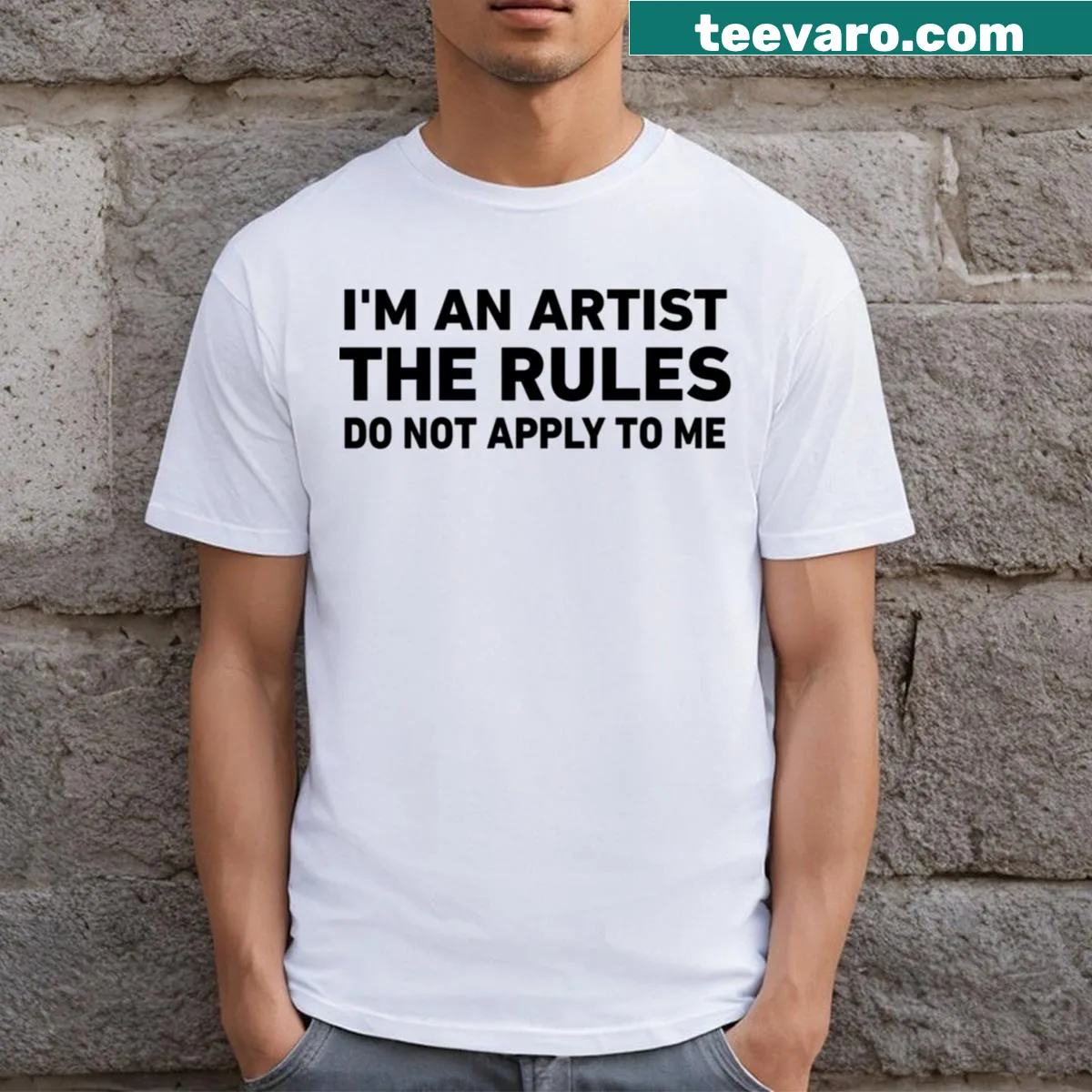 T-shirt with the phrase 'I'm An Artist' featuring artistic elements — on a men's t-shirt