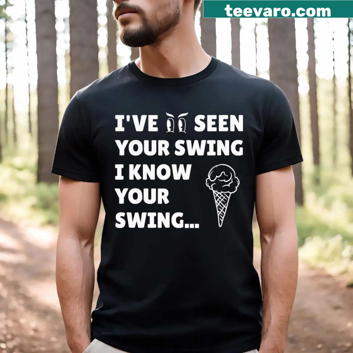 Funny golf t-shirt with the phrase about swings, perfect for playful debates. — on a men's t-shirt