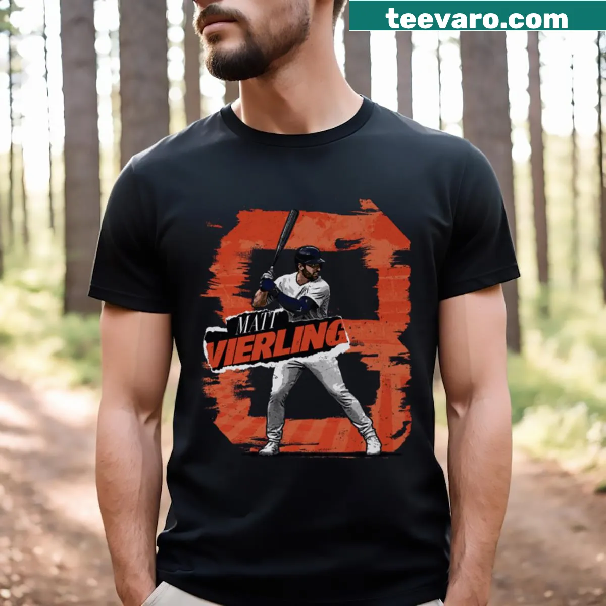 Sporty t-shirt featuring Matt Vierling and Detroit Rough design — on a men's t-shirt