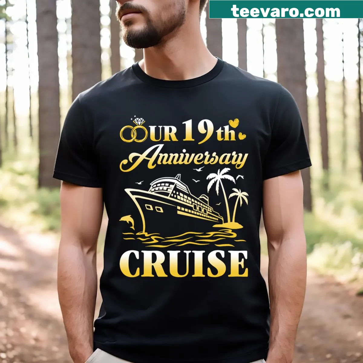 Commemorative t-shirt for 19th wedding anniversary featuring a heartfelt message — on a men's t-shirt