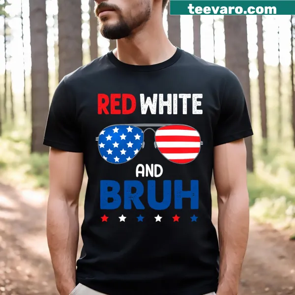 Kids patriotic T-shirt for Fourth of July featuring 'Bruh' text