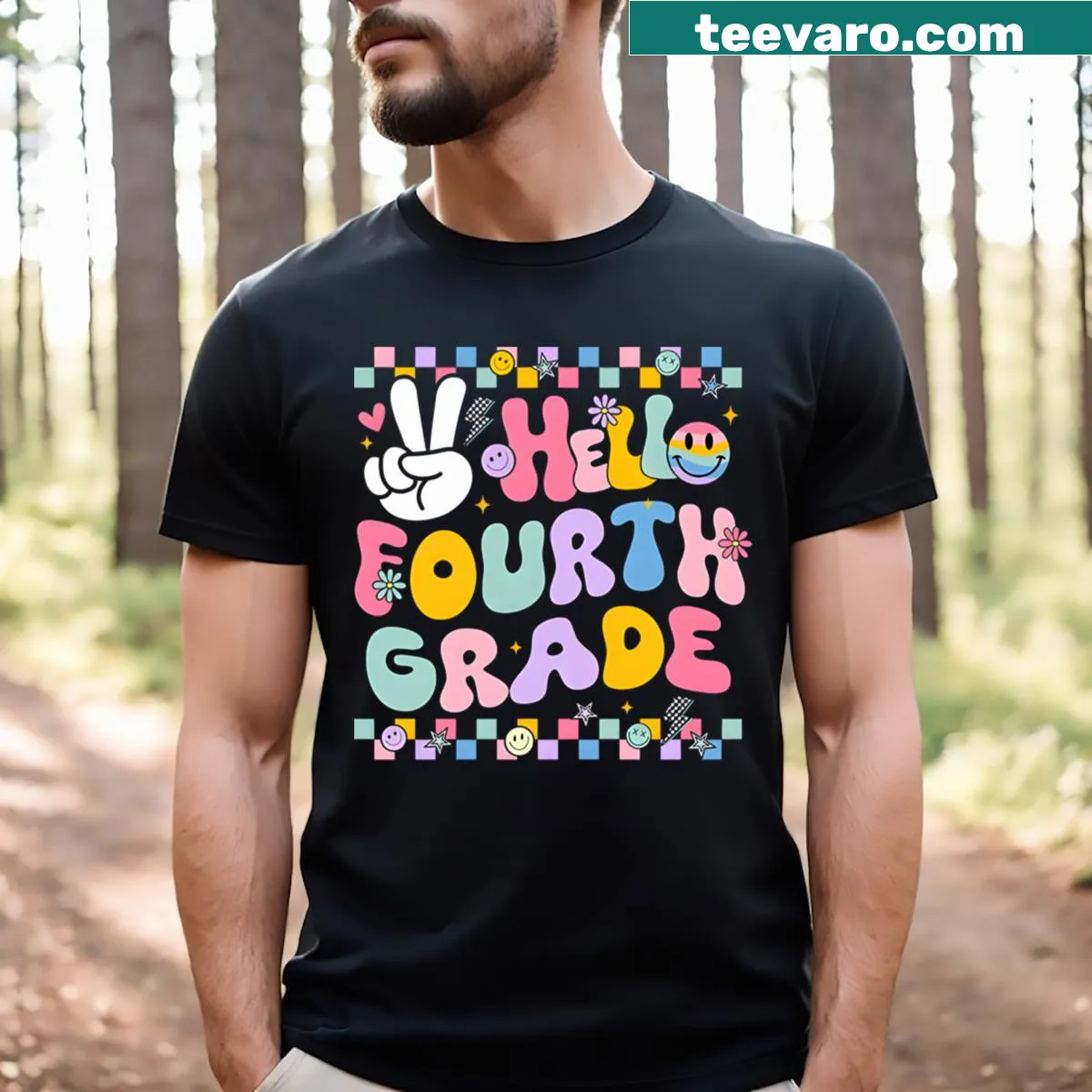Retro T-shirt for fourth graders celebrating back to school — on a men's t-shirt