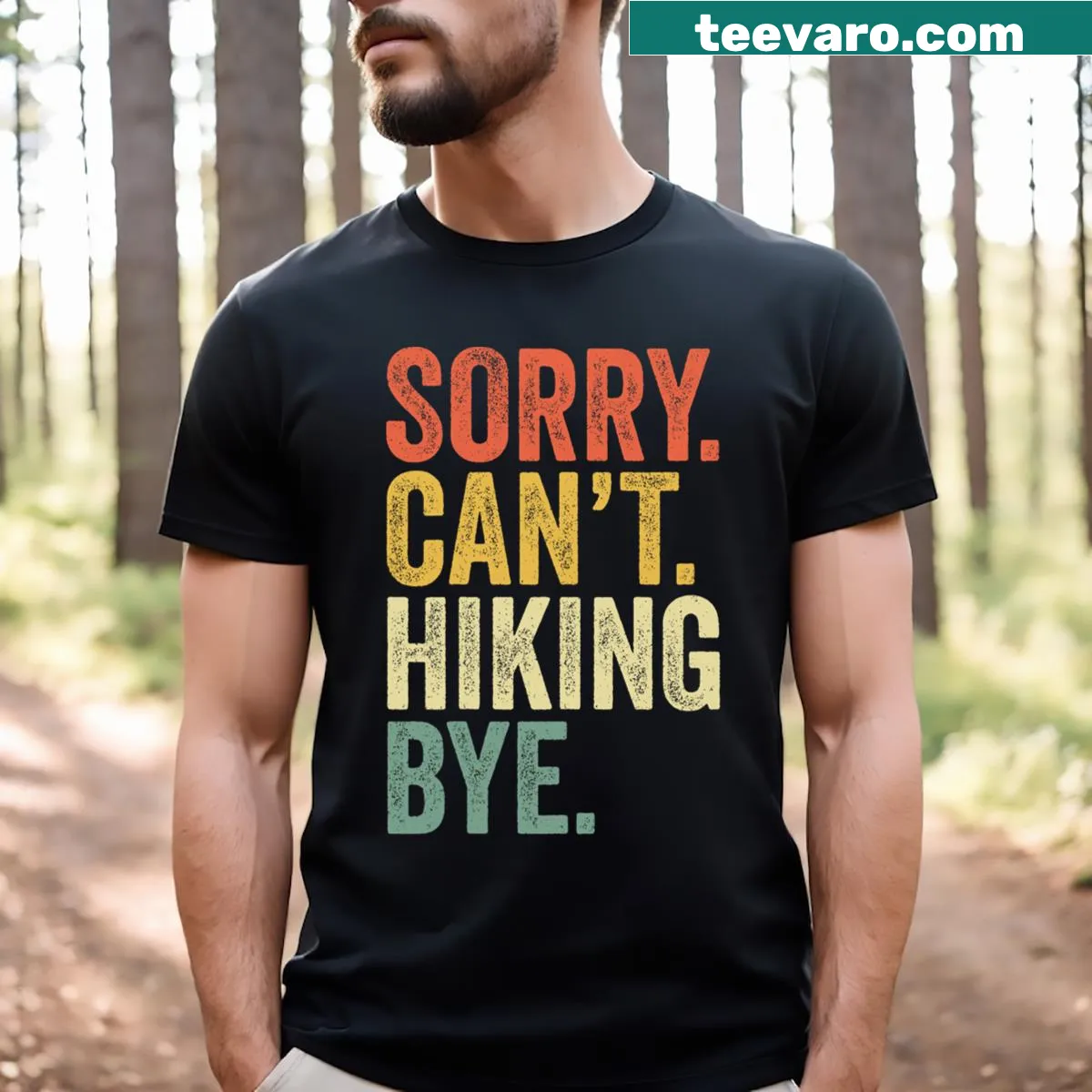 Vintage retro t-shirt with playful text about hiking — on a men's t-shirt