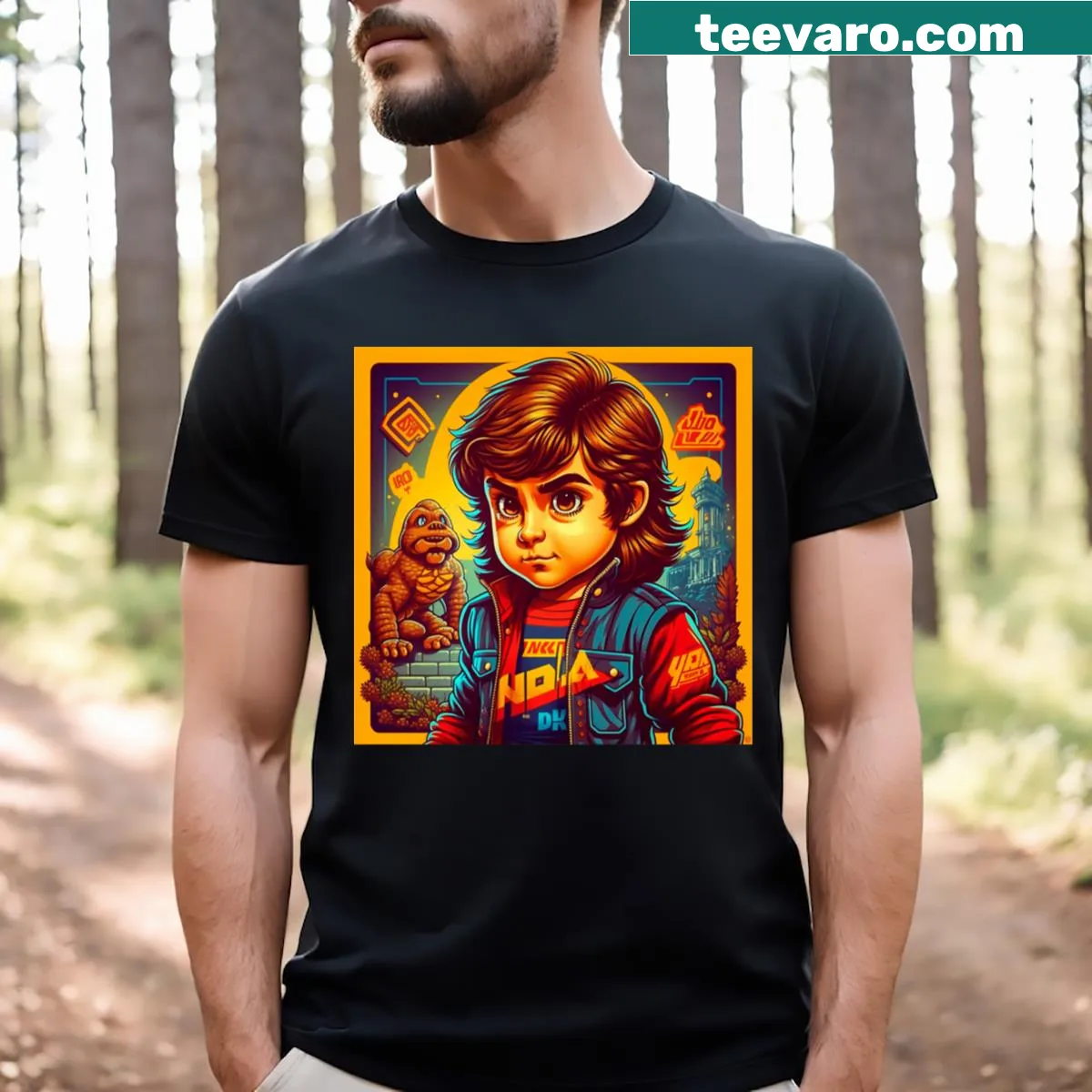 Retro-themed t-shirt celebrating 90s video gaming culture — on a men's t-shirt