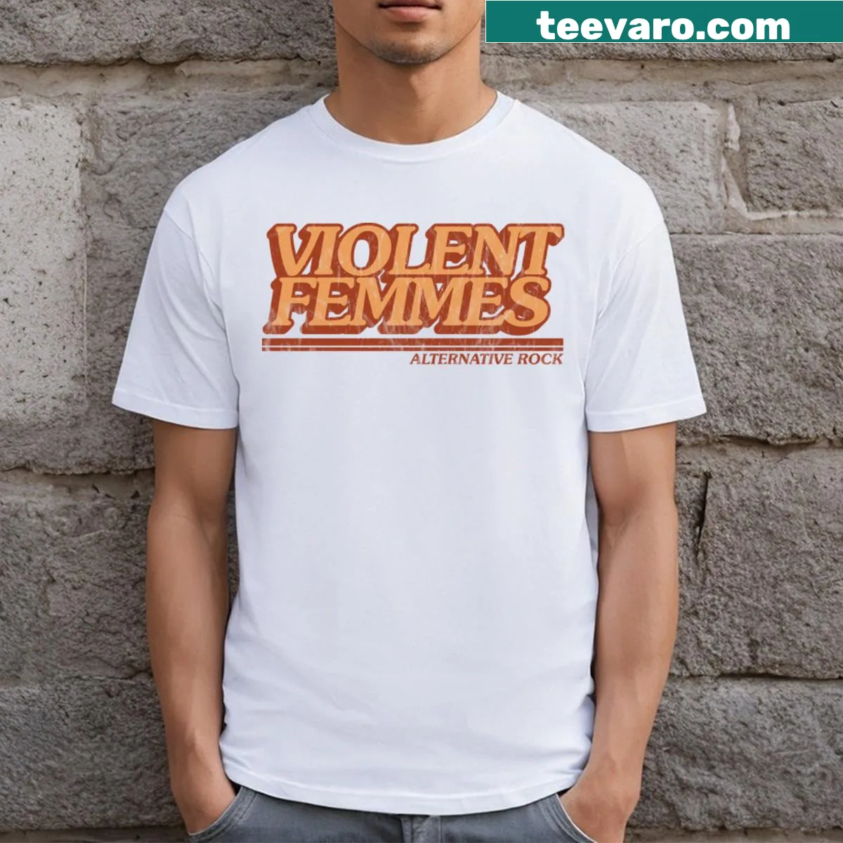 Vintage-inspired T-shirt featuring Violent Femmes graphic — on a men's t-shirt