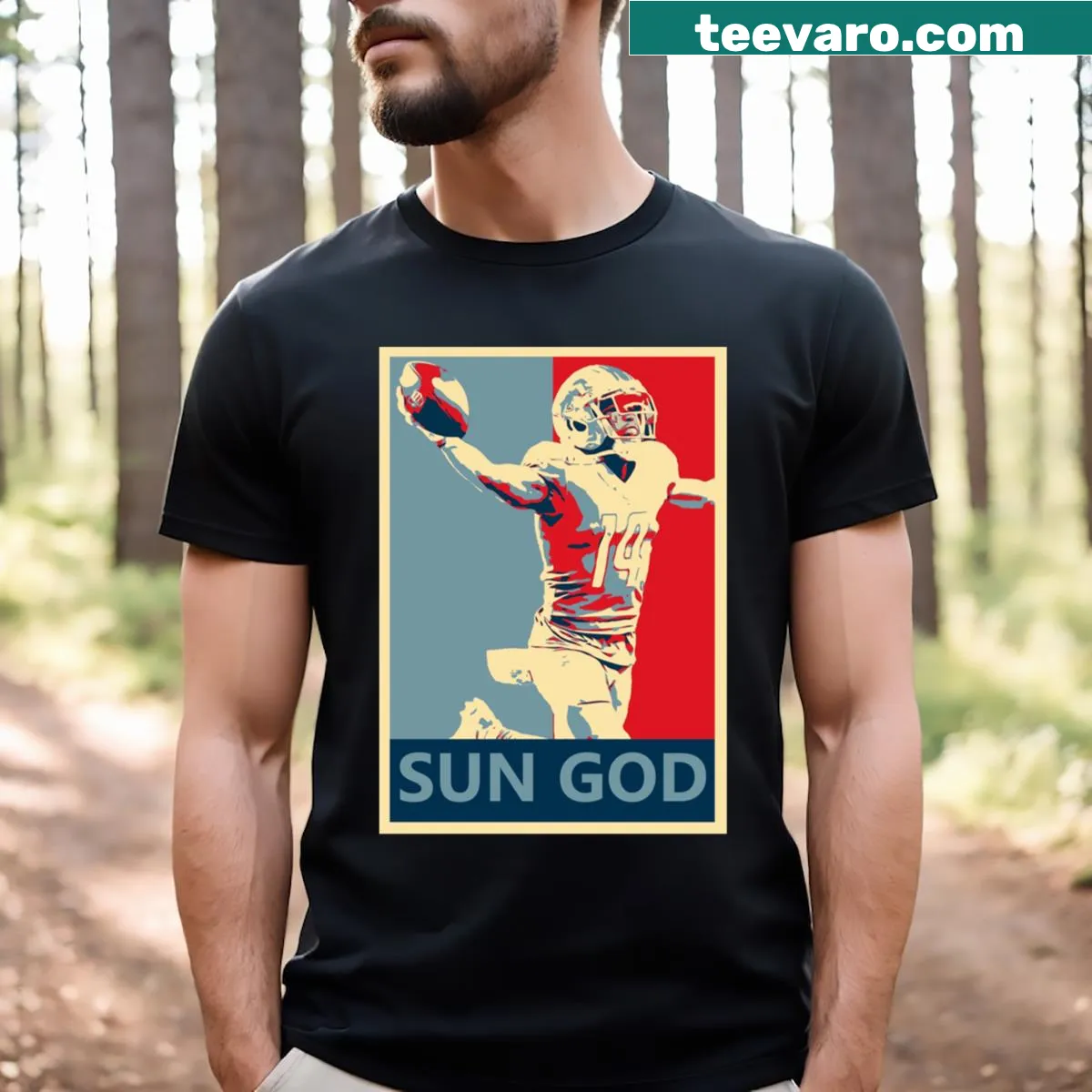 Illustration of a Sun God with football themes on a T-shirt — on a men's t-shirt