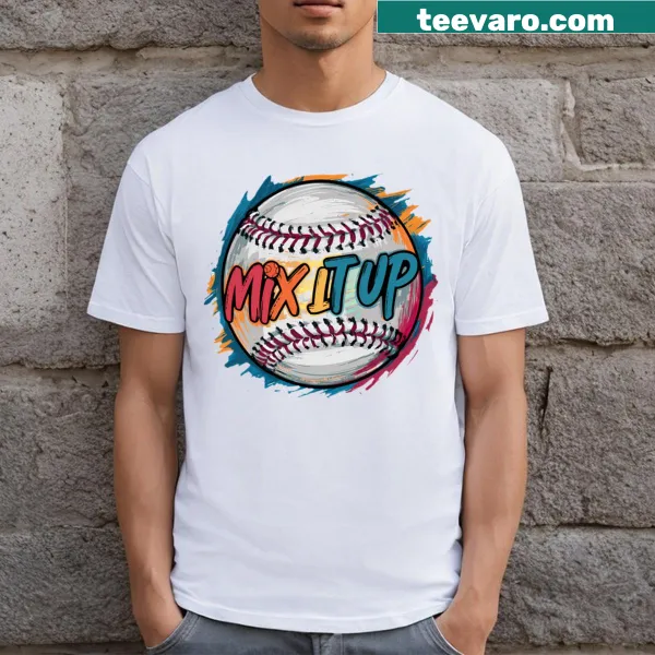 Playful T-shirt with 'Mix It Up' baseball theme