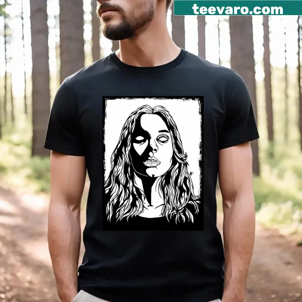 Illustrative T-shirt honoring a blind woman's strength and resilience.