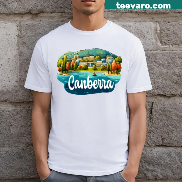 Graphic t-shirt featuring Canberra, Australia design