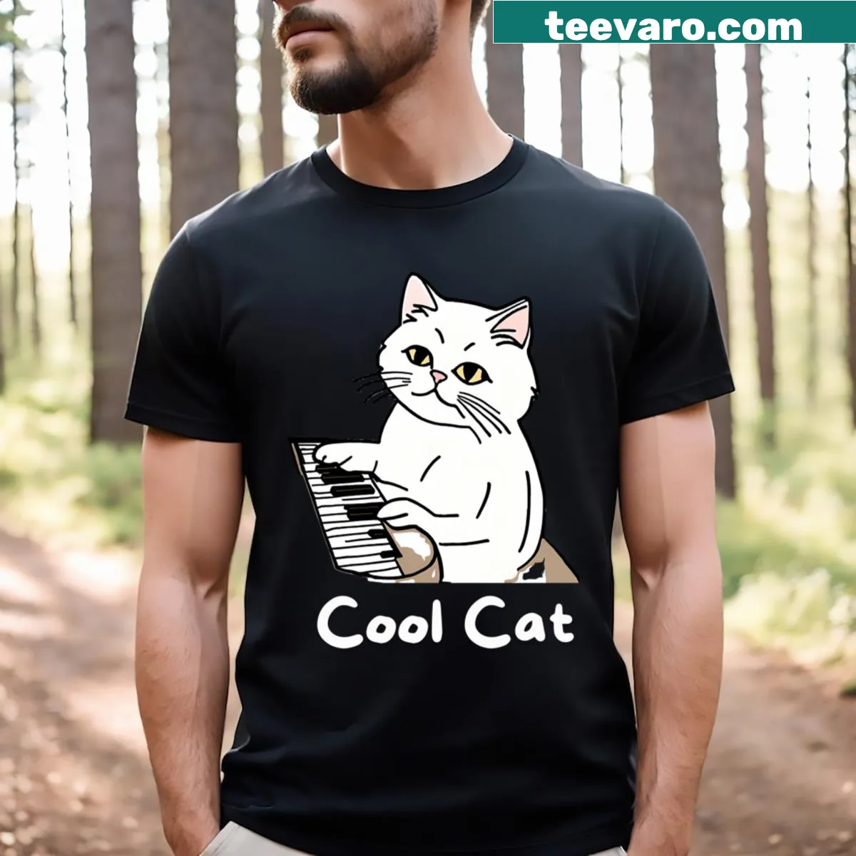 Adorable Persian cat illustration on a t-shirt for cat lovers — on a men's t-shirt