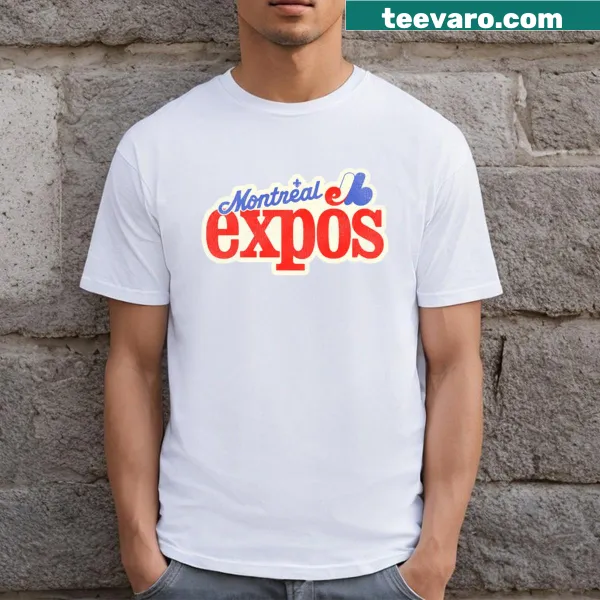 Vintage graphic of the Montreal Expos baseball team on a t-shirt