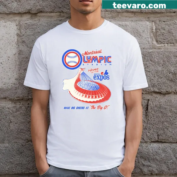 Illustration of the Olympic Stadium associated with Montreal Expos on a t-shirt