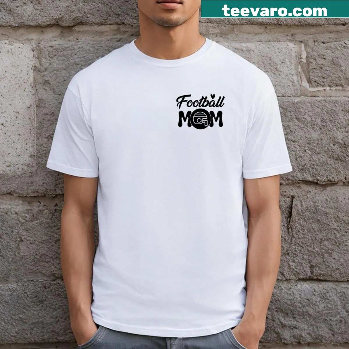 Proud t-shirt for football moms with a bold gameday design — on a men's t-shirt